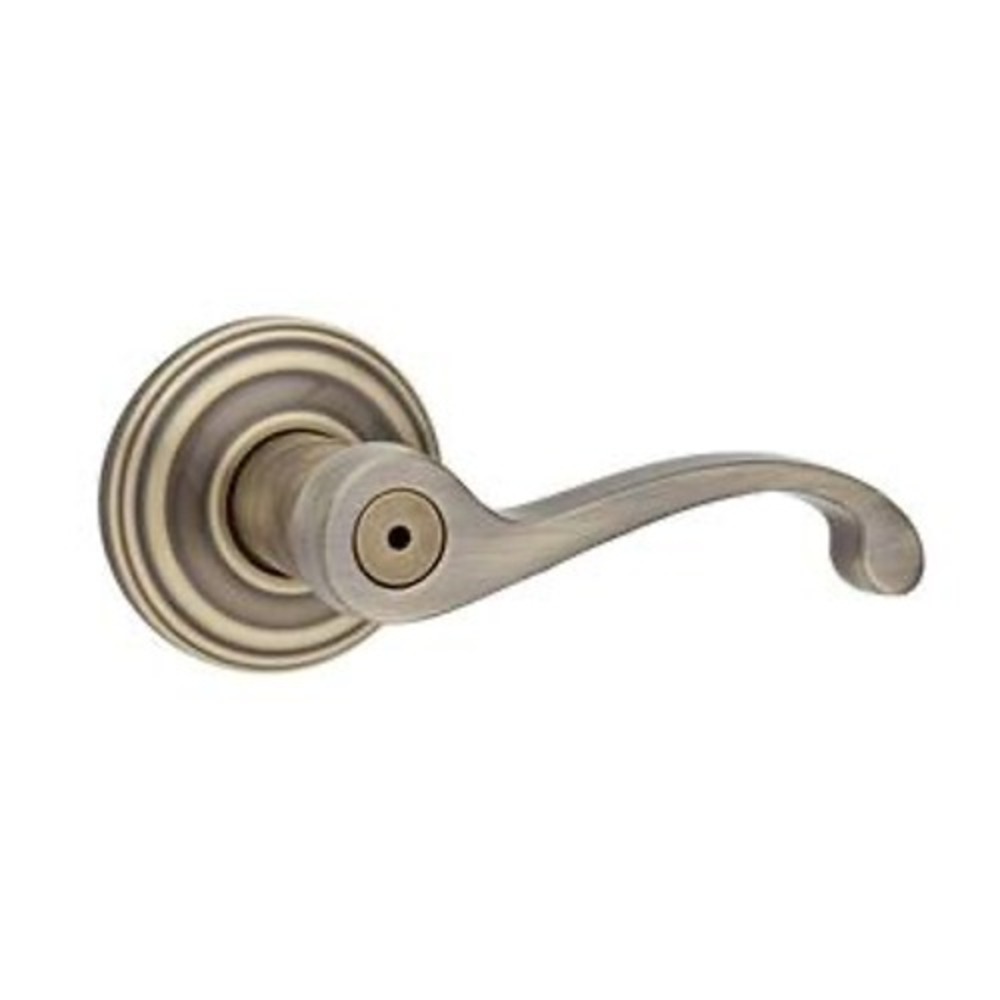 Kwikset Commonwealth Privacy Door Lever Antique Brass 730CHL 5 6AL RCS RLVR